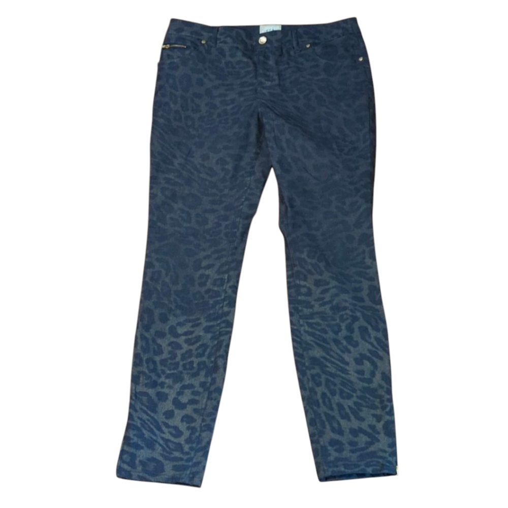 ECI  New York Leopard Print Stretch Skinny pants Ankle Zip Size 6